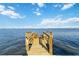 Wooden dock with seating, offering peaceful waterfront views at 6119 Gnarled Oak Ln, Englewood, FL 34223