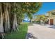 Landscaped yard with mature trees and waterfront access at 6119 Gnarled Oak Ln, Englewood, FL 34223