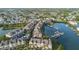 Bird's-eye view of community, highlighting location and waterfront access at 4338 Spinnaker Cove Ln, Tampa, FL 33615