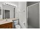 Clean bathroom with a shower/tub combo and updated vanity at 4338 Spinnaker Cove Ln, Tampa, FL 33615