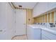 Bright laundry room with washer, dryer, and cabinets at 13635 Twin Lakes Ln # 13635, Tampa, FL 33618