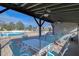 Community pool area with covered seating and tables at 13635 Twin Lakes Ln # 13635, Tampa, FL 33618