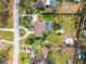 Aerial view of house, pool, and detached shed at 11303 Leprechaun Dr, Riverview, FL 33569