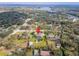 Aerial showing home's location near a lake at 11303 Leprechaun Dr, Riverview, FL 33569