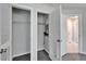 Two spacious closets with louvered doors at 11303 Leprechaun Dr, Riverview, FL 33569