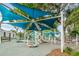 Community playground featuring slides, climbing structures, and a shaded canopy over a safety surface at 5524 Kentucky Ave, New Port Richey, FL 34652