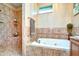 Relaxing bathroom featuring a walk-in shower and a deep soaking tub at 8345 Shenandoah Run, Wesley Chapel, FL 33544