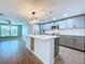 Modern kitchen with gray cabinets and quartz countertops at 13304 Neptune Dr, Hudson, FL 34667