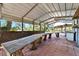 Rustic outdoor patio with long wooden table under metal roof at 4501 Keene Rd, Plant City, FL 33565