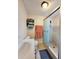 Bathroom with single vanity, toilet, and shower stall at 7211 Waycross Ave, Tampa, FL 33619