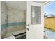 Modern bathroom with walk-in shower and stylish tile at 380 Colony Point S Rd, St Petersburg, FL 33705