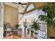 Private balcony with tiled floors and room for plants at 9481 Highland Oak Dr # 807, Tampa, FL 33647