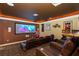 Home theater with large screen, comfortable seating, and popcorn machine at 2914 Shipston Ave, New Port Richey, FL 34655