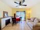 Bright dining area with table, chairs, and fireplace at 1517 Young Ave, Clearwater, FL 33756