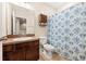 Clean bathroom with single vanity and shower/tub combo at 3951 Claybrook Dr, Wesley Chapel, FL 33544