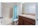 Clean bathroom with shower/tub combo and vanity at 529 Vista Ridge Dr, Ruskin, FL 33570