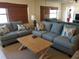 Living room with sofas, coffee table, and large windows at 1270 Gulf Blvd # 1102, Clearwater Beach, FL 33767