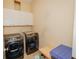 Laundry room with washer, dryer, and cabinets at 601 W Saunders St, Plant City, FL 33563