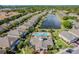 Aerial view showing community pool, lake, and numerous townhouses at 7001 Interbay Blvd # 247, Tampa, FL 33616