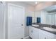 Modern bathroom with double vanity and shower at 7014 King Creek Dr, Sun City Center, FL 33573