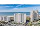 Aerial view of condo building with oceanfront location at 1230 Gulf Blvd # 604, Clearwater Beach, FL 33767