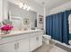 Clean bathroom with vanity, shower, and updated fixtures at 12626 Tahitian Pearl Cir, Parrish, FL 34219