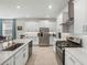 Bright kitchen featuring stainless steel appliances and white cabinets at 12626 Tahitian Pearl Cir, Parrish, FL 34219