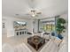 Open living space with comfy seating, large TV and view of backyard at 12626 Tahitian Pearl Cir, Parrish, FL 34219