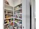 Well-organized pantry with ample shelving for food storage at 13307 Fawn Lily Dr, Riverview, FL 33579