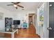 Bright living room featuring hardwood floors and a large window at 5570 4Th N Ave, St Petersburg, FL 33710