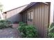 Private patio with brick pavers and small table at 7108 Saint Andrews Ln, Sarasota, FL 34243
