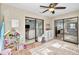 Sunroom with a view of the living room and backyard at 1597 Franklin Way, Dunedin, FL 34698