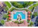 Community pool and surrounding patio from above at 2741 Via Cipriani # 930A, Clearwater, FL 33764