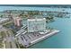 Aerial view of building and its waterfront location at 31 Island Way # 1507, Clearwater Beach, FL 33767