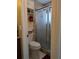 Bathroom with toilet and shower, linen closet at 3562 90Th N Ter, Pinellas Park, FL 33782