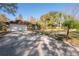 Home exterior showcasing a driveway and landscaping with palm trees at 14904 Winterwind Dr, Tampa, FL 33624