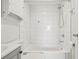 Simple bathroom with shower/tub combo and white tile at 509 Florida S Cir, Apollo Beach, FL 33572