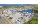 Aerial view of a boat storage facility with numerous boats and vehicles at 509 Florida S Cir, Apollo Beach, FL 33572