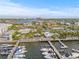 Aerial view of a marina with boats, docks, restaurant, and playground at 509 Florida S Cir, Apollo Beach, FL 33572