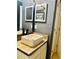 Bathroom with wood vanity, vessel sink, and modern fixtures at 6047 Twin Bridges Dr, Zephyrhills, FL 33541