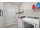 Laundry room with washer, dryer, and shelving at 613 Tanana Fall Dr, Ruskin, FL 33570