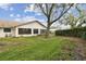 Backyard with large oak tree and hedges at 9214 Golf View Dr, New Port Richey, FL 34655