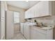 Laundry room with washer, dryer and cabinets at 9214 Golf View Dr, New Port Richey, FL 34655