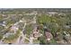 Aerial view of a house with a pool and detached garage, located in a residential neighborhood at 13945 75Th Ave, Seminole, FL 33776