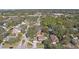 Aerial view of a house with a pool and detached garage, in a tree-lined neighborhood at 13945 75Th Ave, Seminole, FL 33776