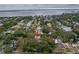 Property location shown from above with a view of surrounding houses and the bay at 2932 W Alline Ave, Tampa, FL 33611