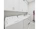 Laundry room with washer, dryer, and ample storage at 4719 Avila Lakes Dr, Wimauma, FL 33598