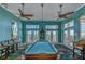 Game room featuring a pool table and water views at 5176 Se Salmon Se Dr # D, St Petersburg, FL 33705