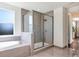 Spa-like bathroom with soaking tub and walk-in shower at 3278 Woodland Brook Way, Wesley Chapel, FL 33543