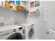 Laundry room with washer, dryer, and storage shelves at 5519 Blue Crush Bnd, Land O Lakes, FL 34638